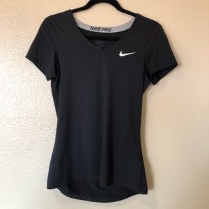 Black Nike Pro V-Neck Short Sleeve Dri-Fit Shirt M